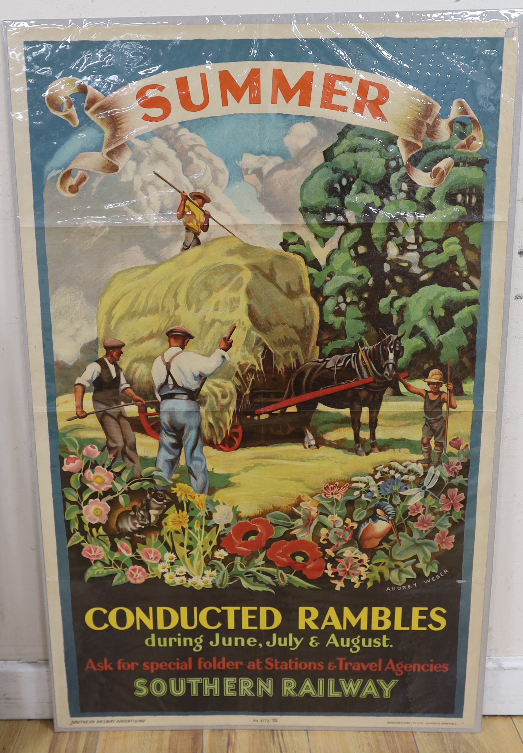 Audrey Weber (1891-1950), lithographic poster for Southern Railways, 'Summer, Conducted Rambles during June, July & August', 1936, 101 x 63cm, unframed